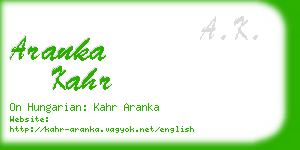 aranka kahr business card